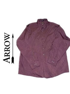 MEN’S Arrow Fitted Dress Shirt chameleon buttons wrinkle free purple XL